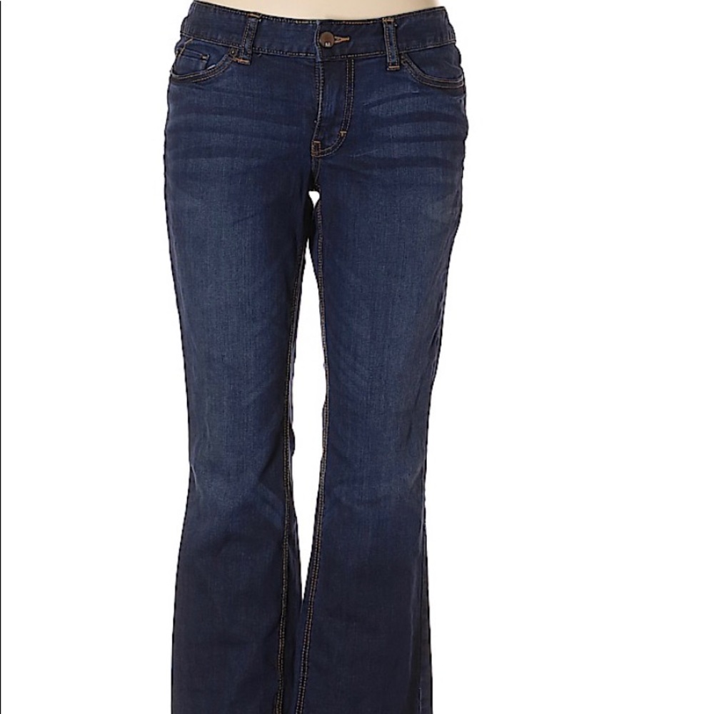 Mossimo denim distressed flared jeans 16 tall